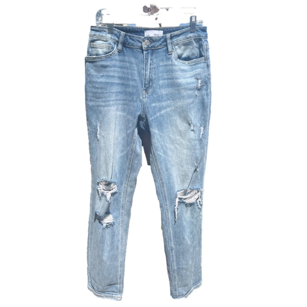 Vervet Light Wash High Rise Torn Boyfriend Fit Jeans - Picture 3 of 5